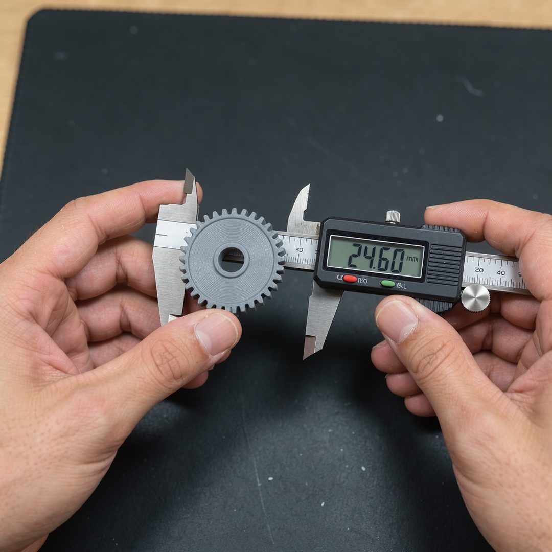 LEJ AI Image Generation Comparison, Calipers on a gear