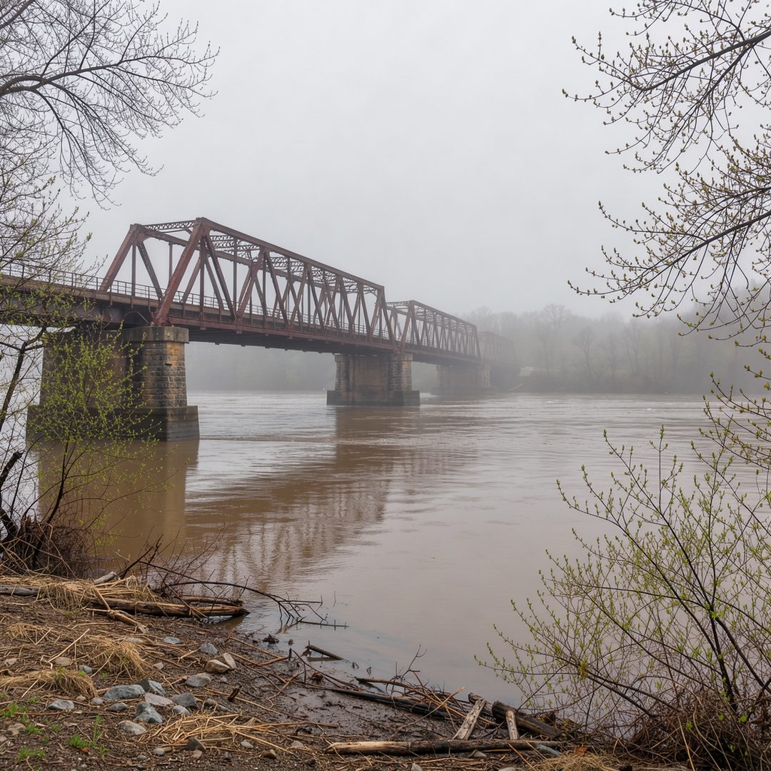 LEJ AI Image Generation Comparison, Spring: the river at Pittston