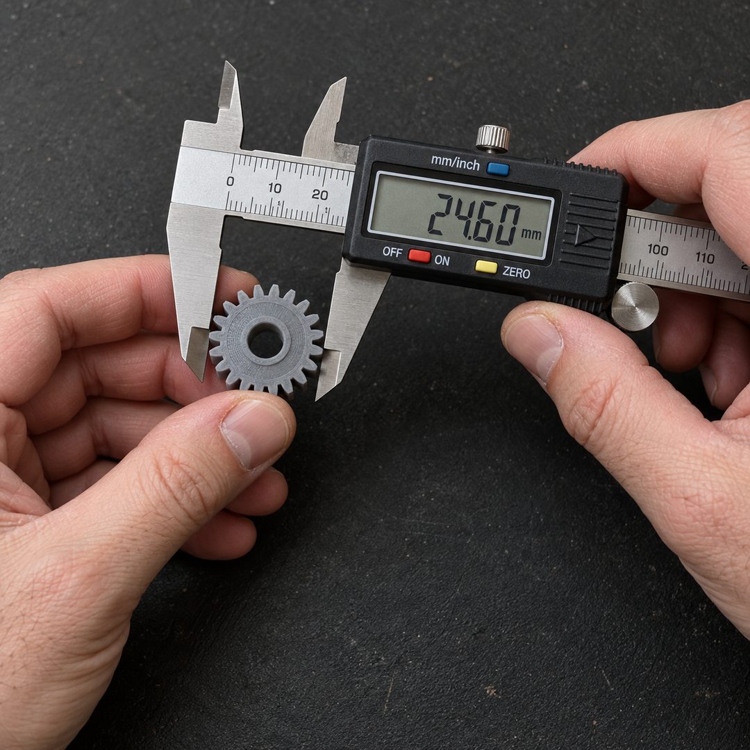 LEJ AI Image Generation Comparison, Calipers on a gear