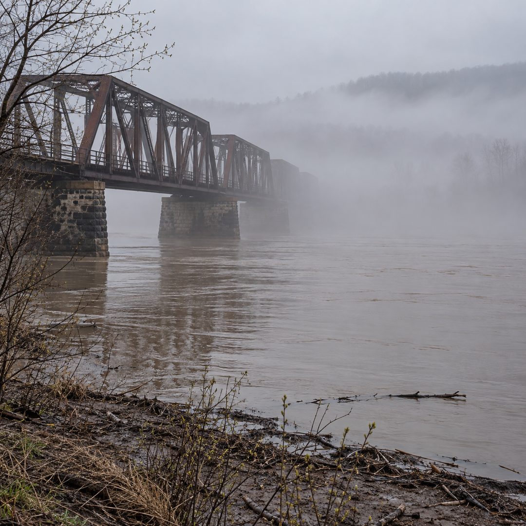 LEJ AI Image Generation Comparison, Spring: the river at Pittston