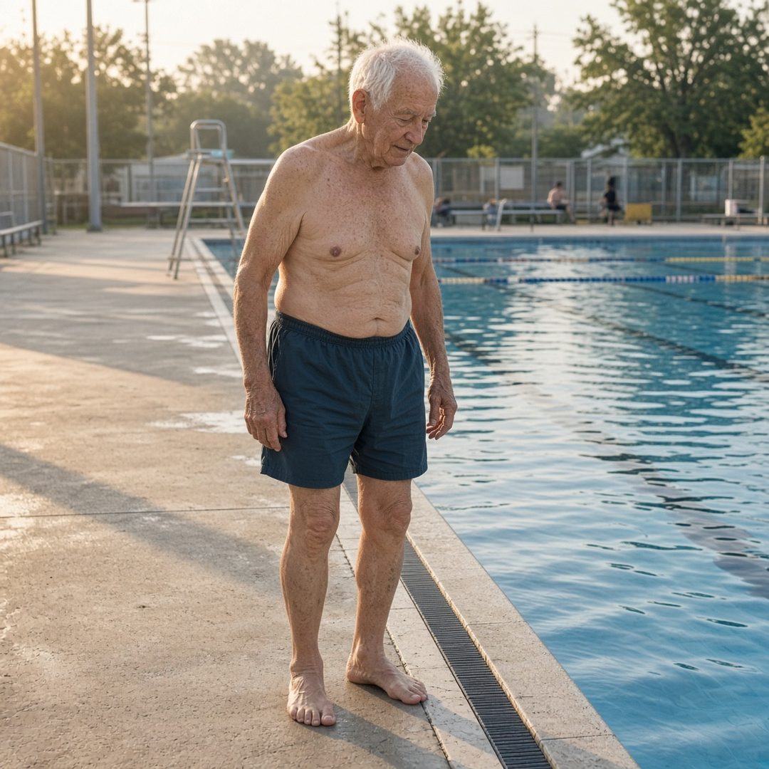 LEJ AI Image Generation Comparison, 3. An old man at the pool