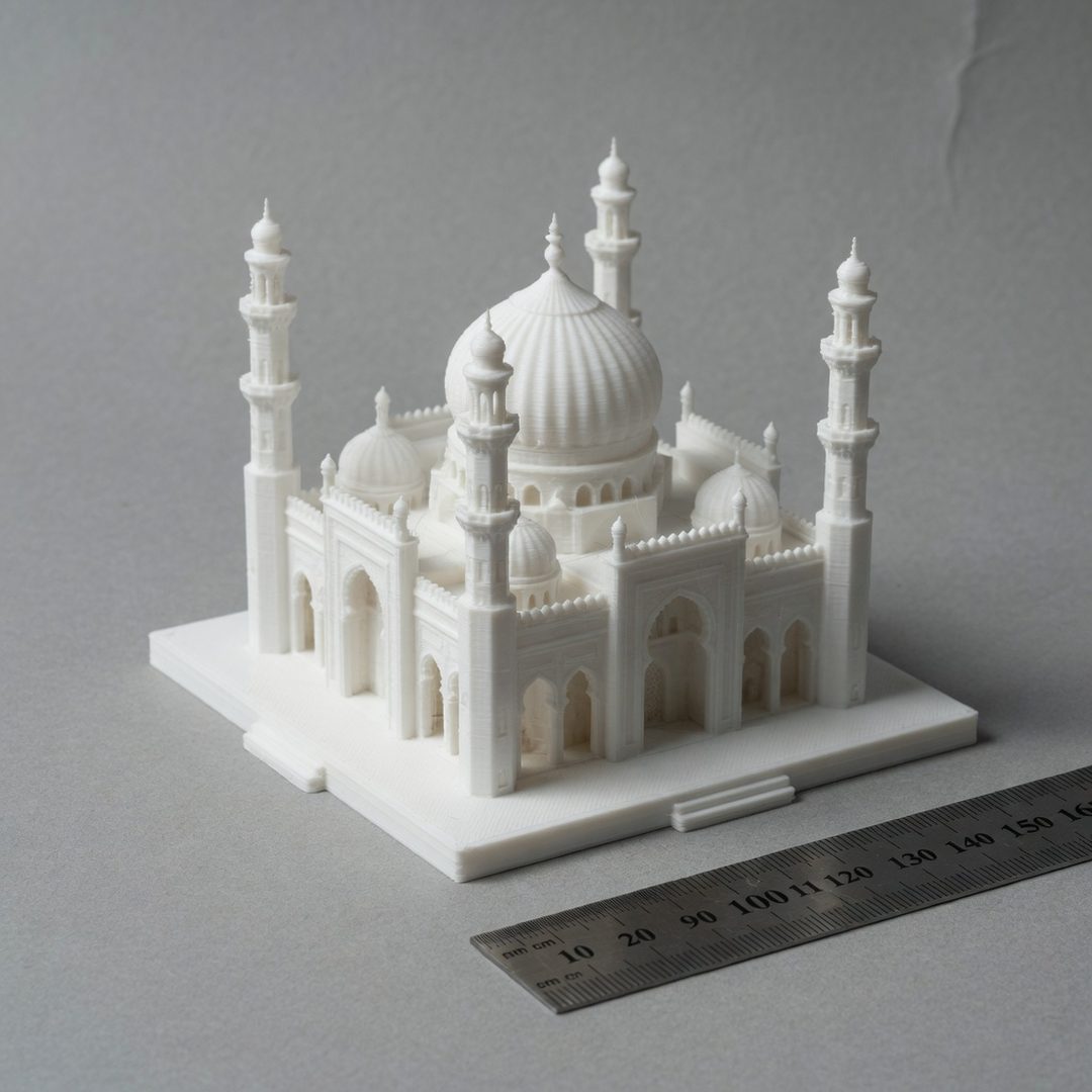 LEJ AI Image Generation Comparison, A printed temple, four minarets
