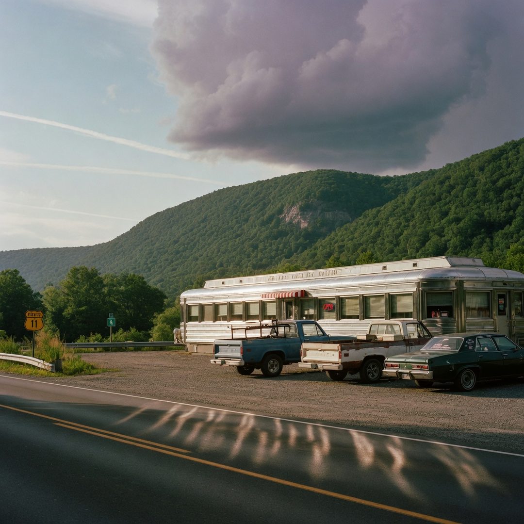 LEJ AI Image Generation Comparison, Summer: a diner on Route 11