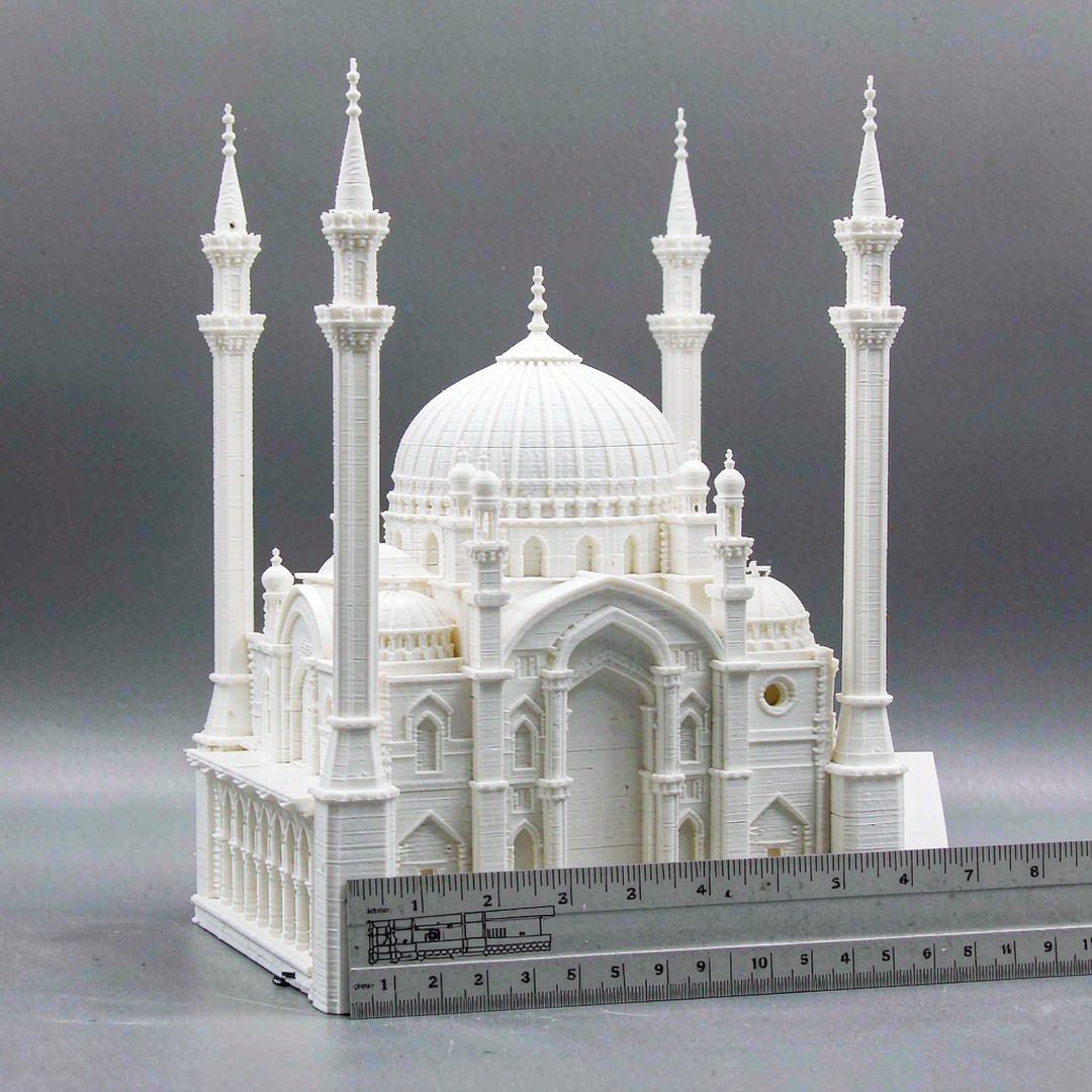LEJ AI Image Generation Comparison, A printed temple, four minarets