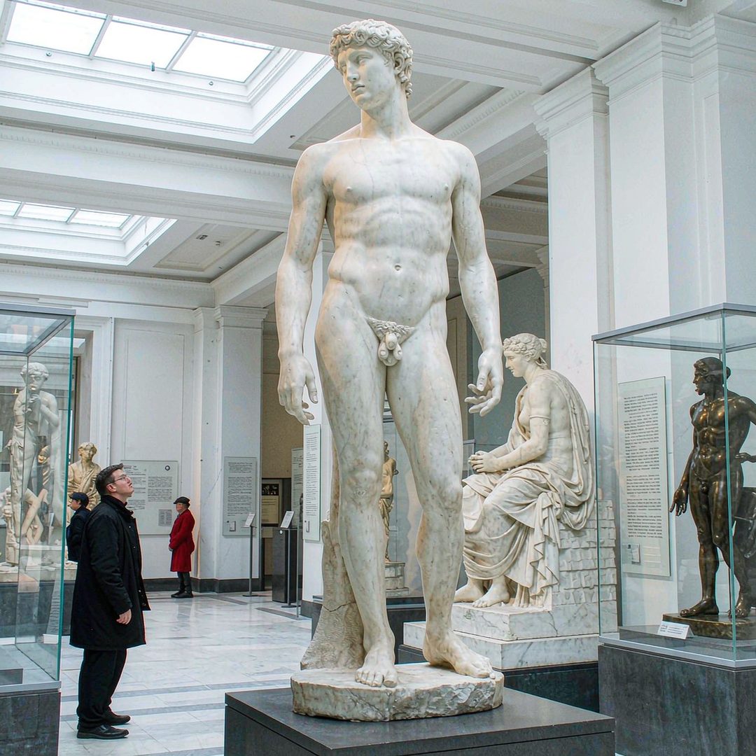 LEJ AI Image Generation Comparison, 9. A marble nude in a museum