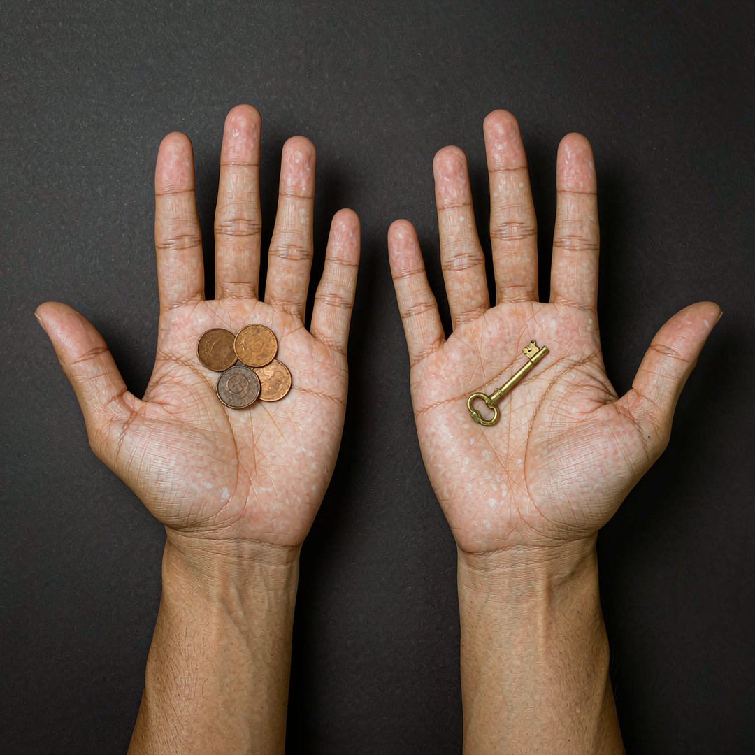 LEJ AI Image Generation Comparison, Three coins, one key