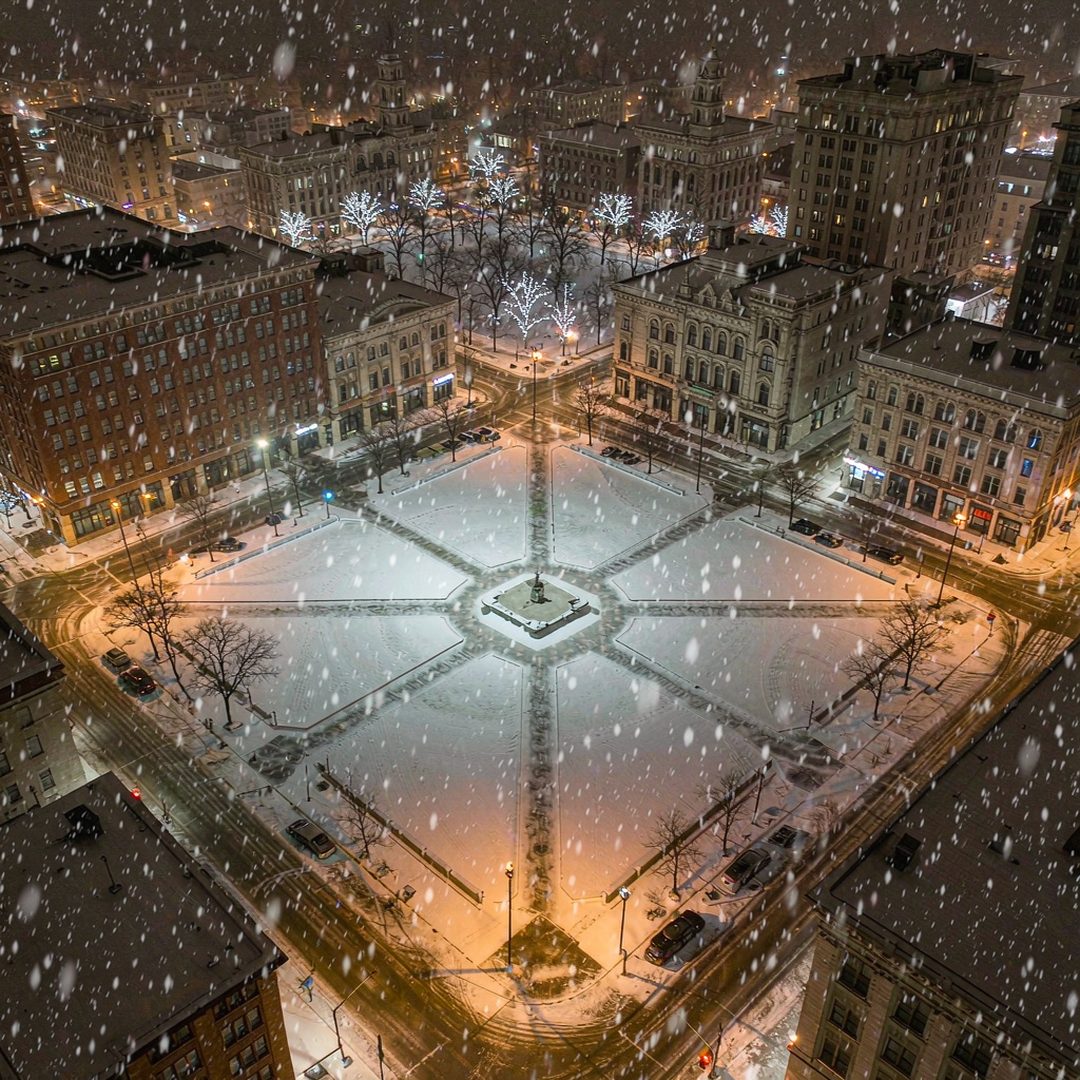 LEJ AI Image Generation Comparison, Winter: Public Square, Wilkes-Barre
