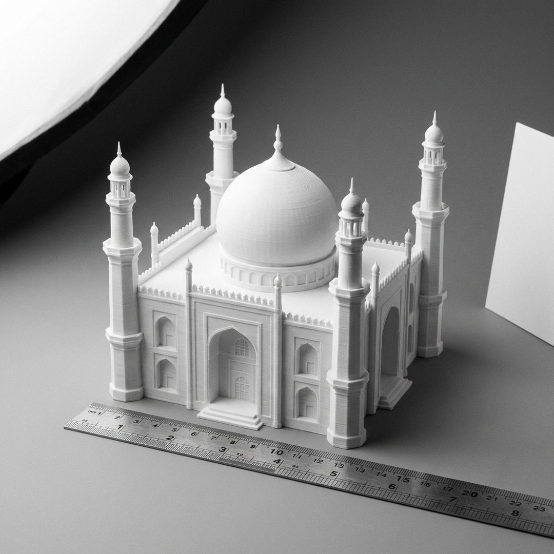 LEJ AI Image Generation Comparison, A printed temple, four minarets