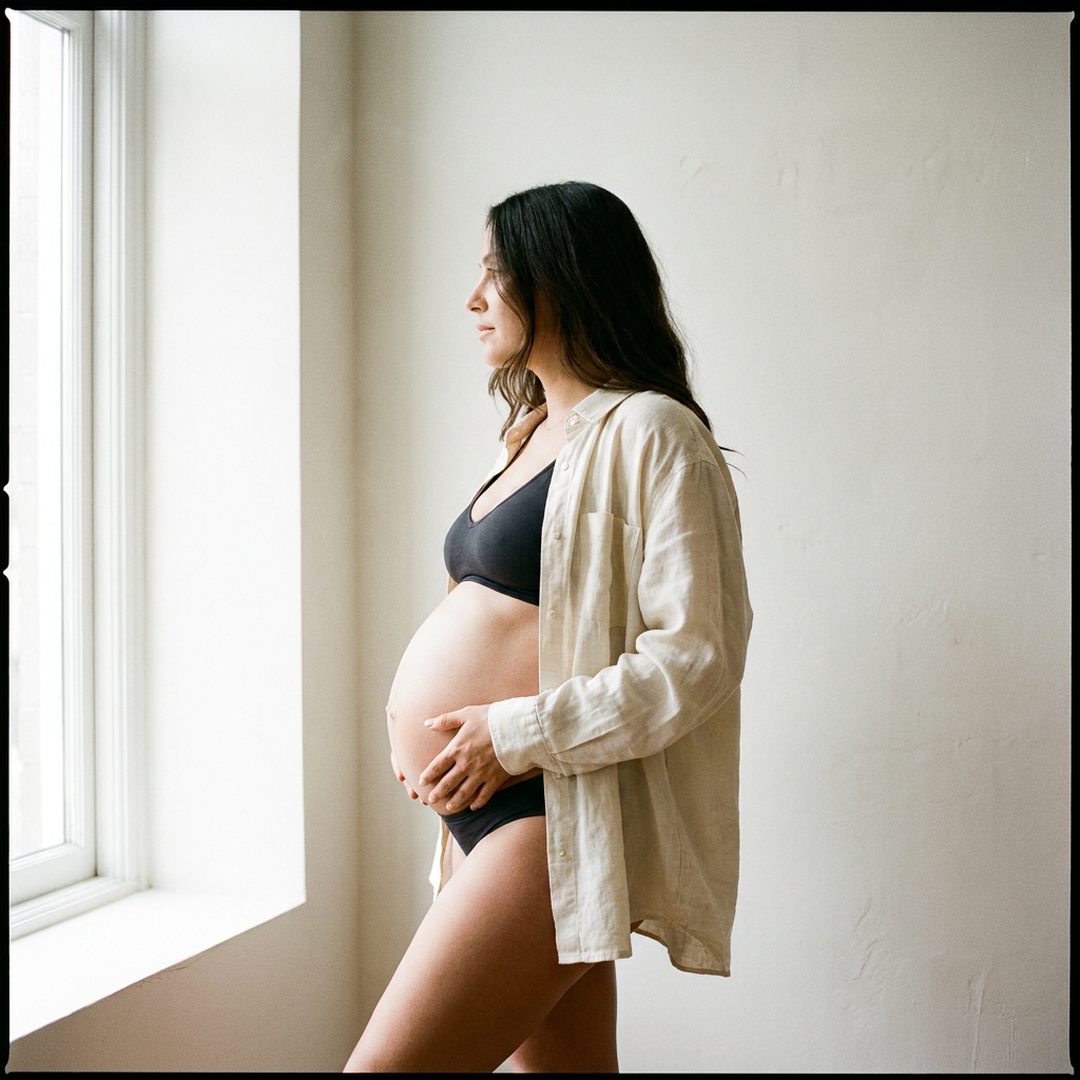 LEJ AI Image Generation Comparison, 7. Eight months pregnant