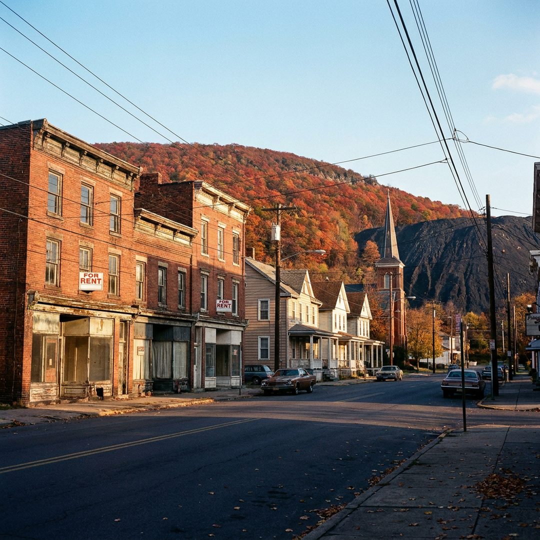 LEJ AI Image Generation Comparison, Fall: Main Street, Plymouth