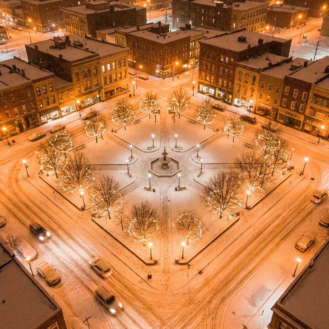 LEJ AI Image Generation Comparison, Winter: Public Square, Wilkes-Barre